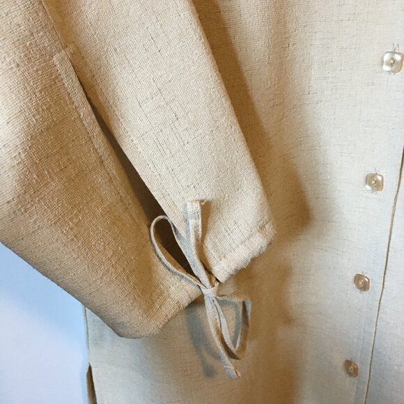 Vintage Optionelle Beige Button Down Tie Sleeve Top Canadian Made - Picture 6 of 16